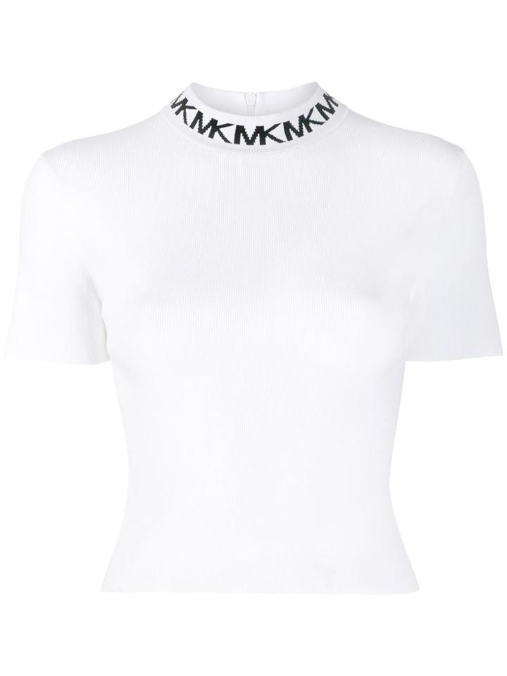 Michael Michael Kors Logo-trim Mock-neck Top - White