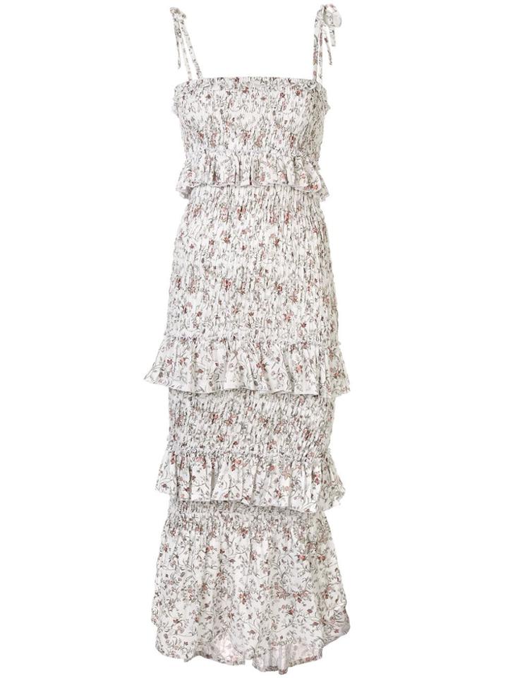 Sir. Haisley Floral Ruched Midi Dress - White