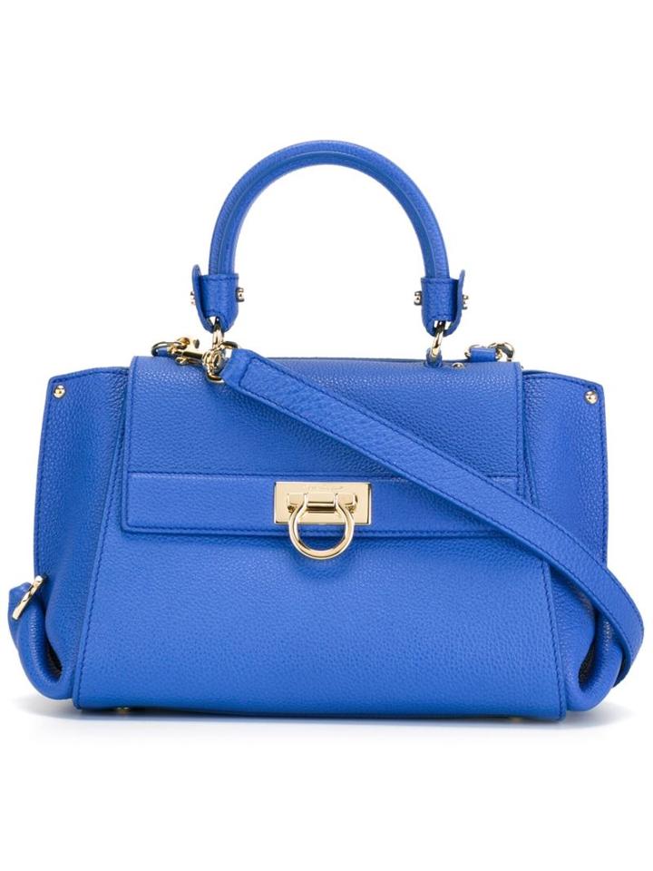 Salvatore Ferragamo Sofia Tote, Women's, Blue, Calf Leather