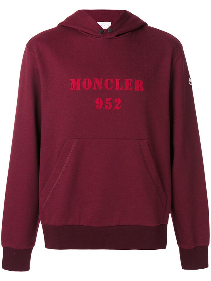 Moncler Logo Print Hoodie - Red