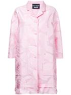 Boutique Moschino Leaf Patterned Ruffle Hem Coat - Pink & Purple