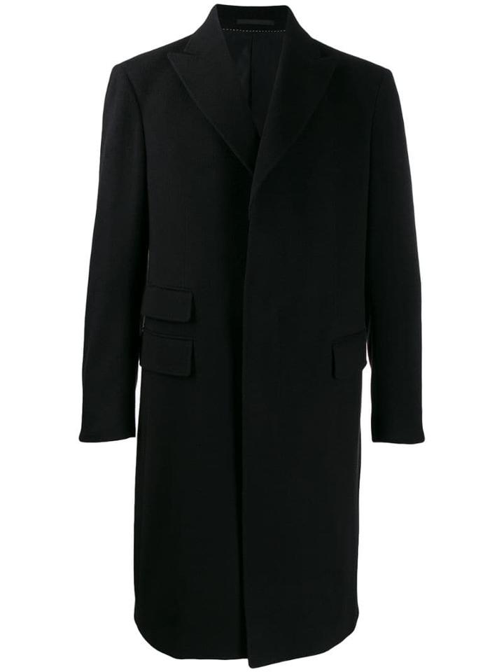 Z Zegna Peaked Lapel Coat - Black