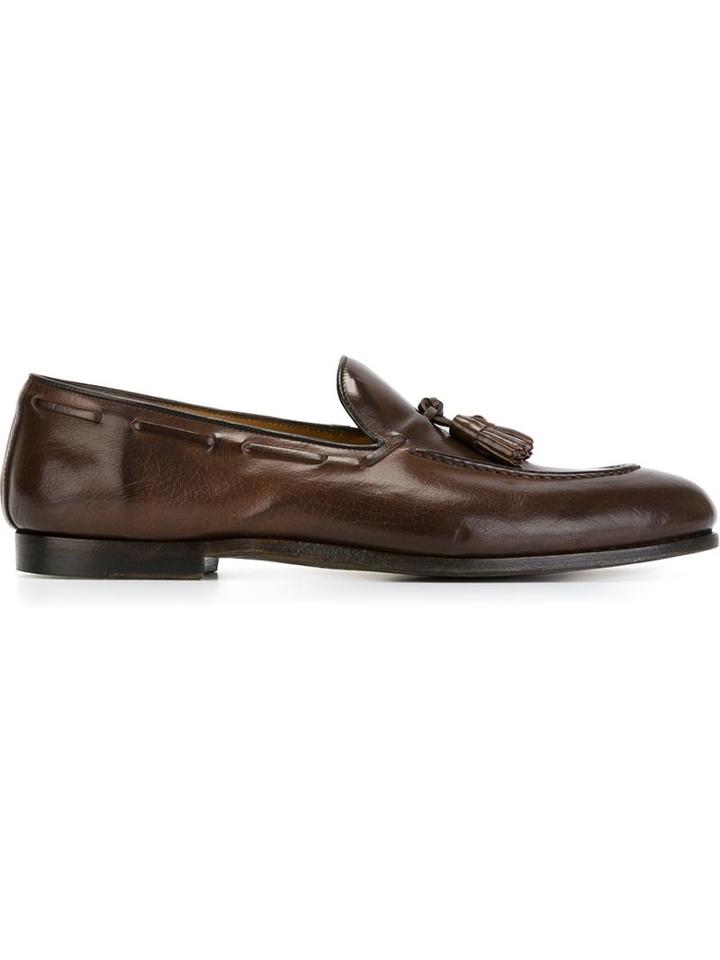 Silvano Sassetti Tassel Detail Loafers, Men's, Size: 7.5, Brown, Calf Leather