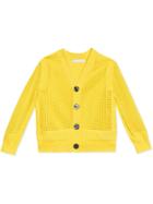 Burberry Kids Open Knit Cotton V-neck Cardigan - Yellow
