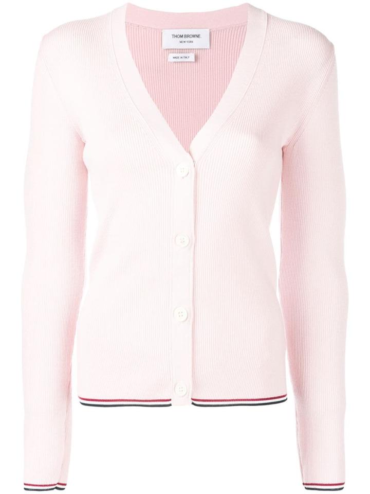 Thom Browne Merino Wool Pink Cardigan