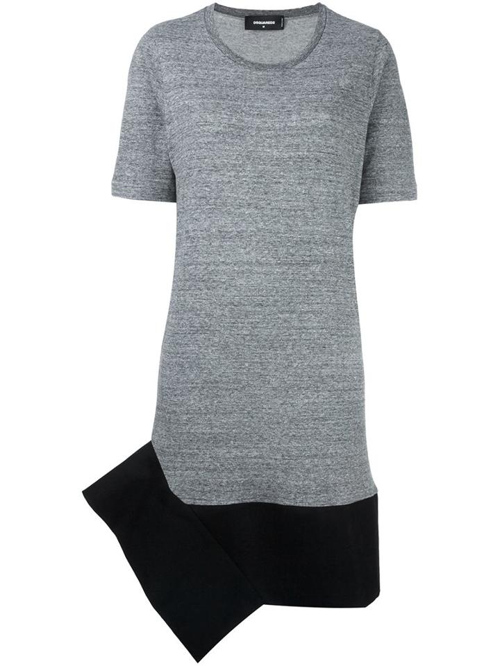 Dsquared2 Angular Skirt T-shirt Dress, Women's, Size: Small, Grey, Cotton