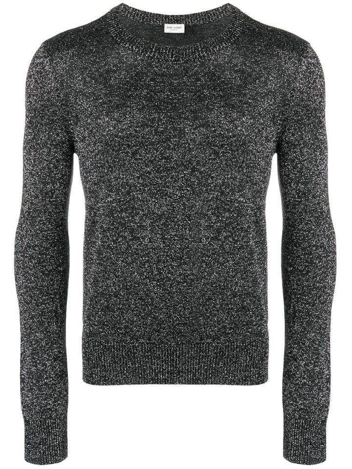 Saint Laurent Metallic Crew Neck Sweater - Black