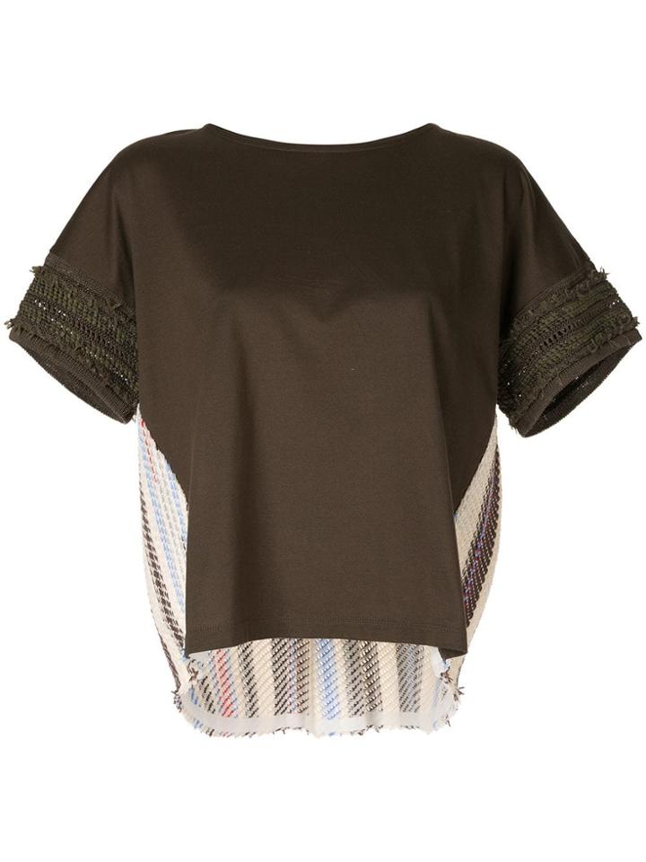 Coohem Woven Panel T-shirt - Green