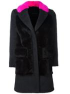 Blancha Contrast Collar Coat, Women's, Size: 46, Grey, Mink Fur/polyamide/polyester/mohair