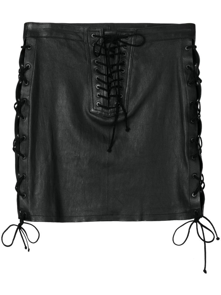 Unravel Project Mini Skirt With Side Tie Details - Black