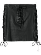 Unravel Project Mini Skirt With Side Tie Details - Black