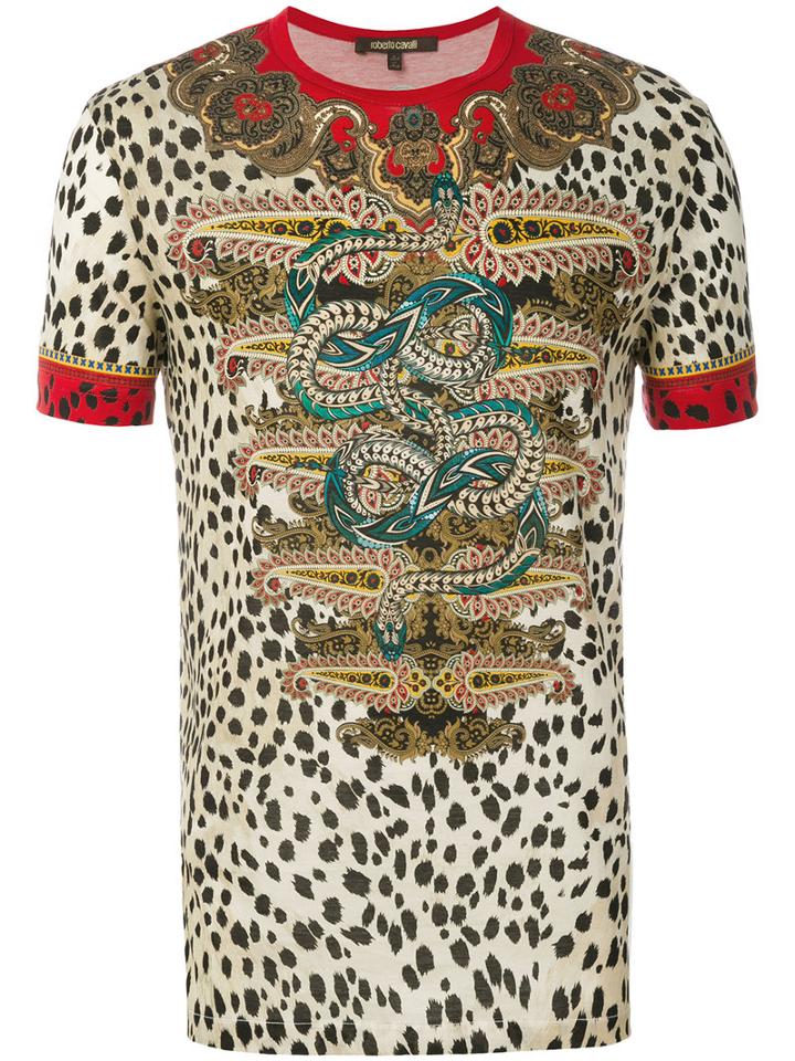 Roberto Cavalli - Leopard Paisley Print T-shirt - Men - Cotton - M, Nude/neutrals, Cotton