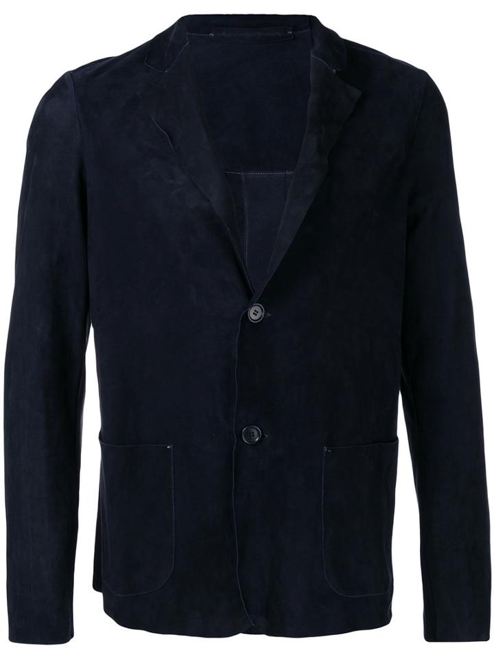 Salvatore Santoro Buttoned Soft Blazer, Men's, Size: 50, Blue, Sheep Skin/shearling