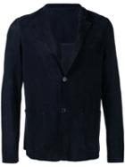 Salvatore Santoro Buttoned Soft Blazer, Men's, Size: 50, Blue, Sheep Skin/shearling