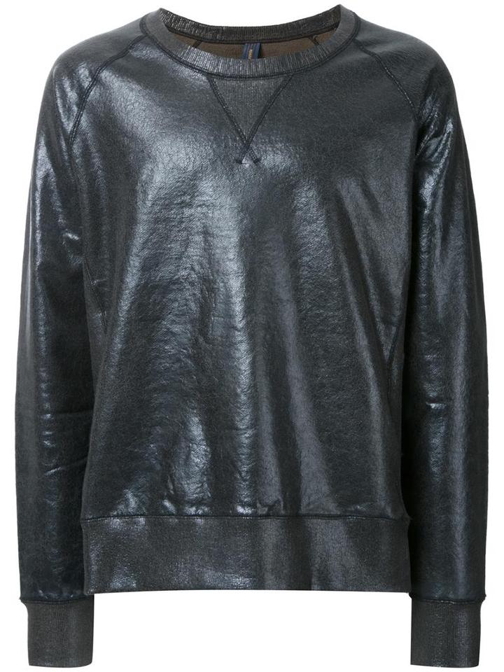 Miharayasuhiro Coated Crew Neck Sweatshirt, Men's, Size: 44, Black, Cotton