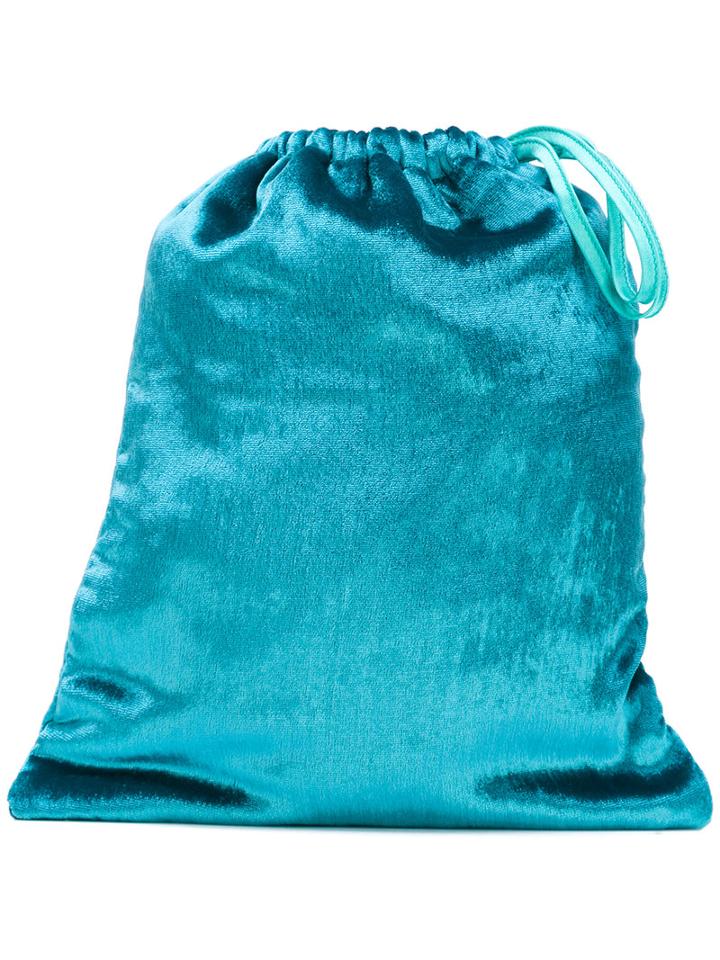 Attico - Velvet Drawstring Clutch - Women - Silk/viscose - One Size, Blue, Silk/viscose
