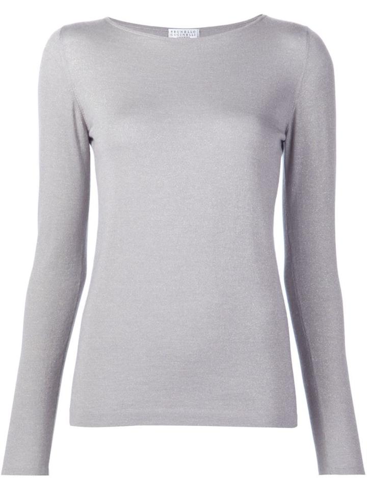 Brunello Cucinelli Classic Jumper, Women's, Size: Medium, Grey, Silk/polyamide/polyester/cashmere
