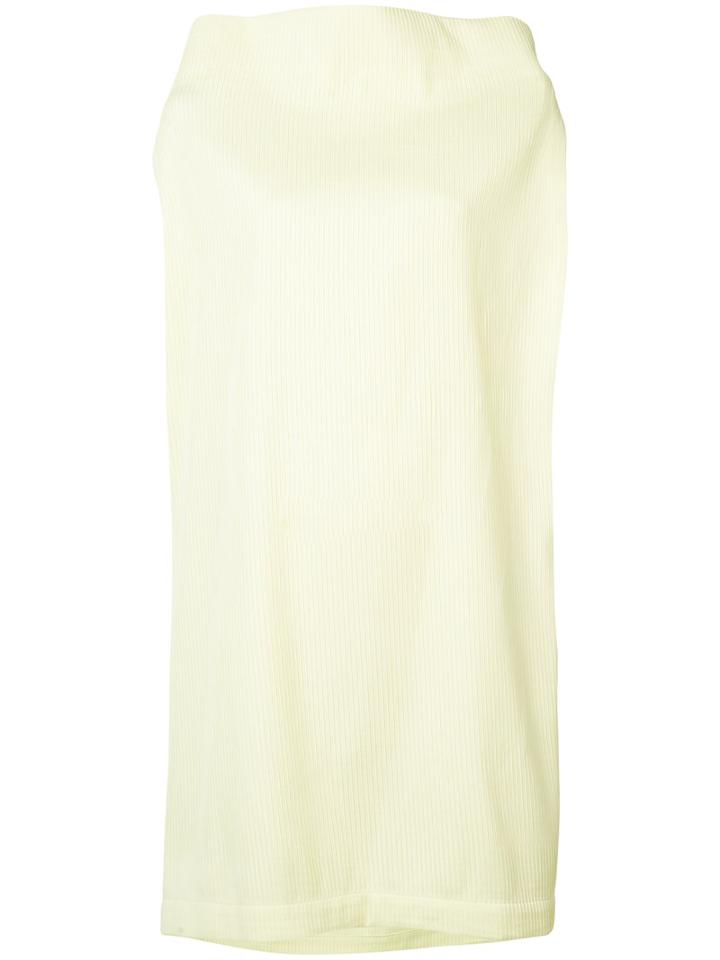 Issey Miyake - Snap Pleat Dress - Women - Polyester - 3, Yellow/orange, Polyester