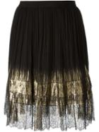 Alberta Ferretti Lace Pleated Skirt, Women's, Size: 40, Black, Polyester