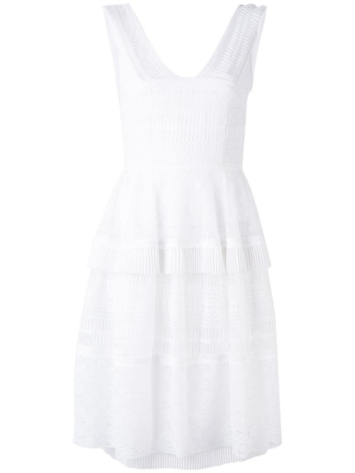 Talbot Runhof Tiered Pleated Dress - White