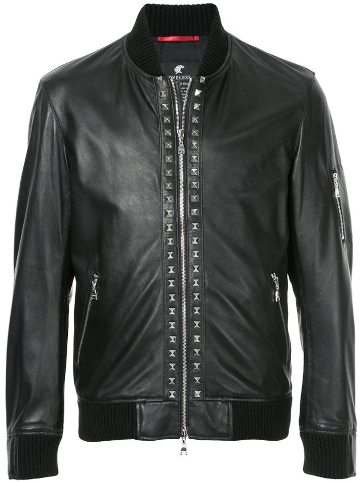 Loveless Studded Zip-up Biker Jacket - Black