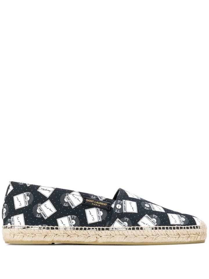 Saint Laurent Vinyl Printed Espadrilles - Black