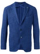 Tagliatore - Houndstooth Blazer - Men - Linen/flax/cotton/viscose - 50, Blue, Linen/flax/cotton/viscose