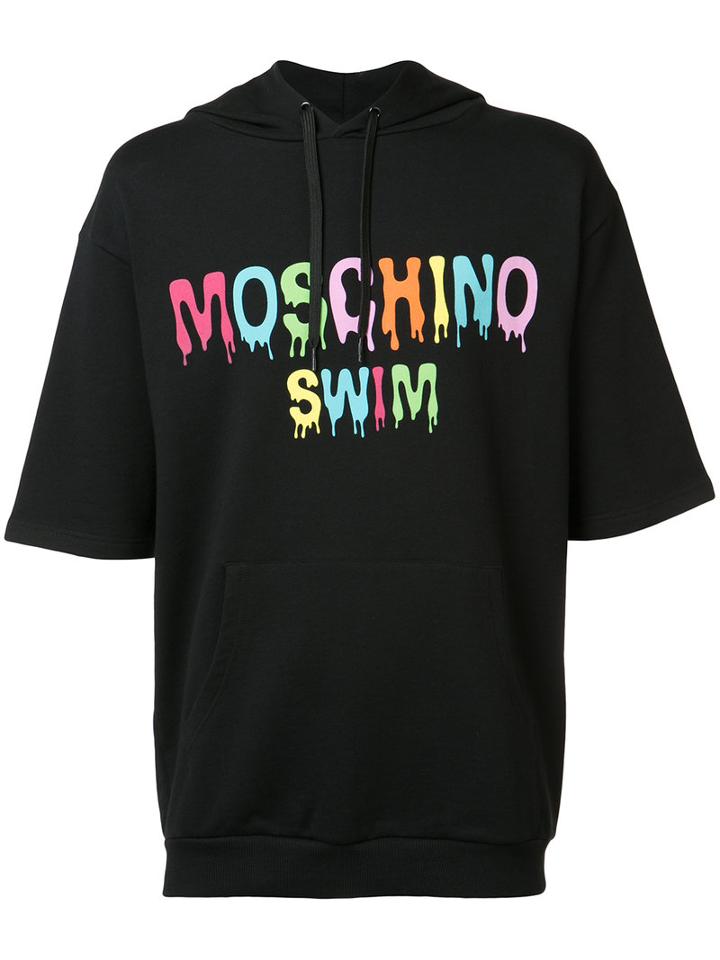Moschino Short Sleeve Logo Hoodie, Men's, Size: Large, Black, Cotton