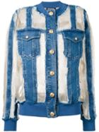 Balmain - Sheer Paneled Denim Jacket - Women - Silk/cotton/polyamide/viscose - 38, Blue, Silk/cotton/polyamide/viscose