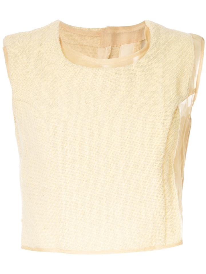 Comme Des Garçons Vintage Sheer Panels Sleeveless Blouse - Brown