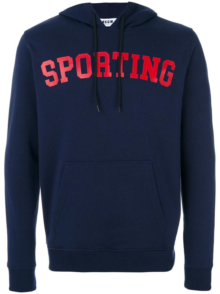 Msgm Sporting Print Hoodie - Blue