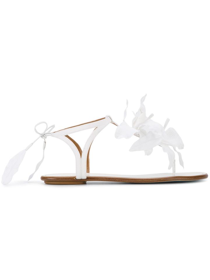 Aquazzura White Flora Sandals