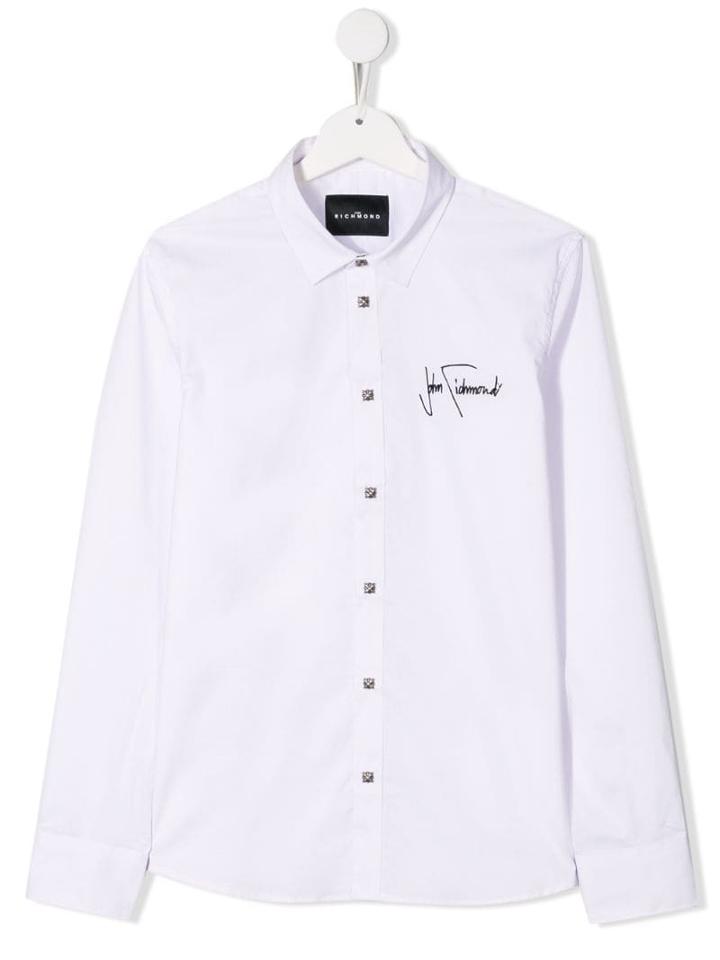 John Richmond Junior Teen Embroidered Logo Shirt - White