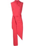 Baja East Tie Waist Asymmetric Hem Top, Adult Unisex, Size: 0, Red, Polyester/spandex/elastane