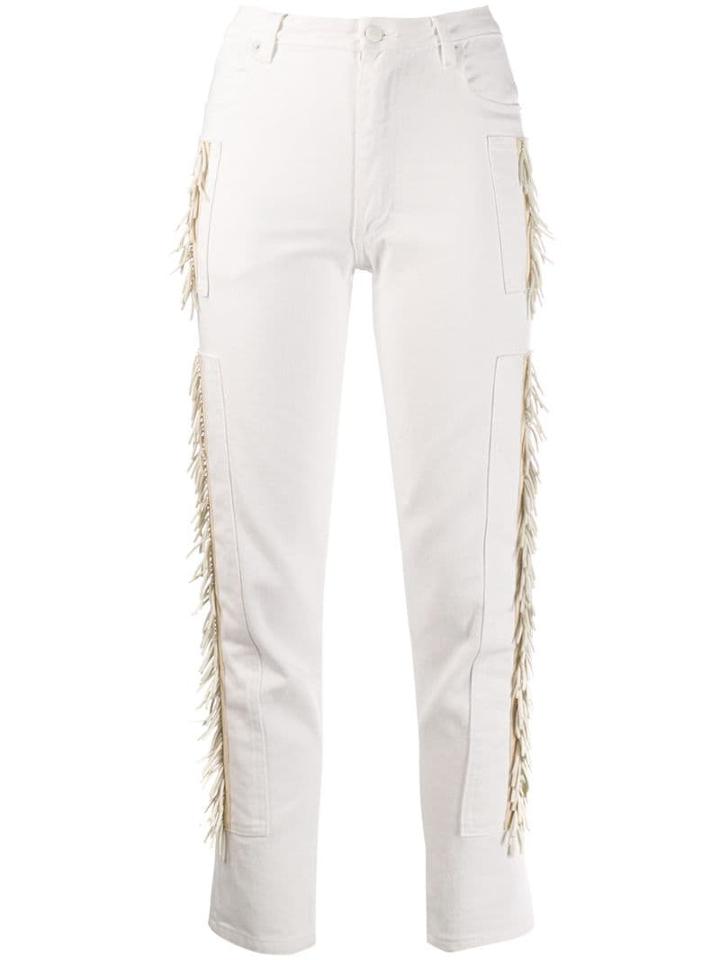 Eckhaus Latta Fringed Sides Straight Jeans - White