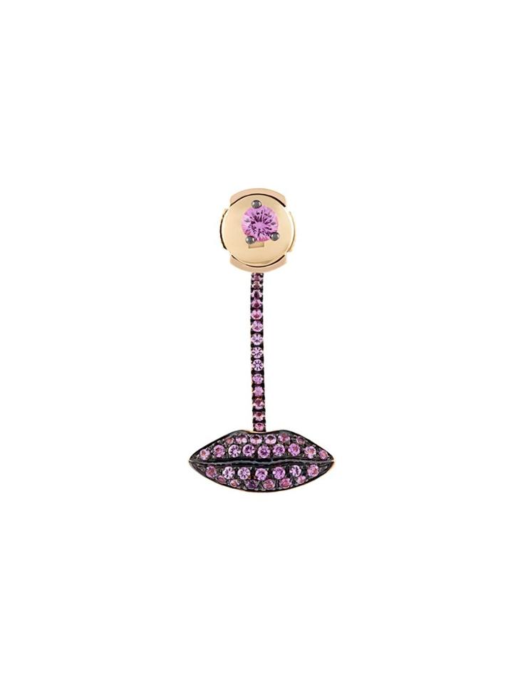 Delfina Delettrez 18kt Gold Lips Piercing Sapphire Earring - Metallic