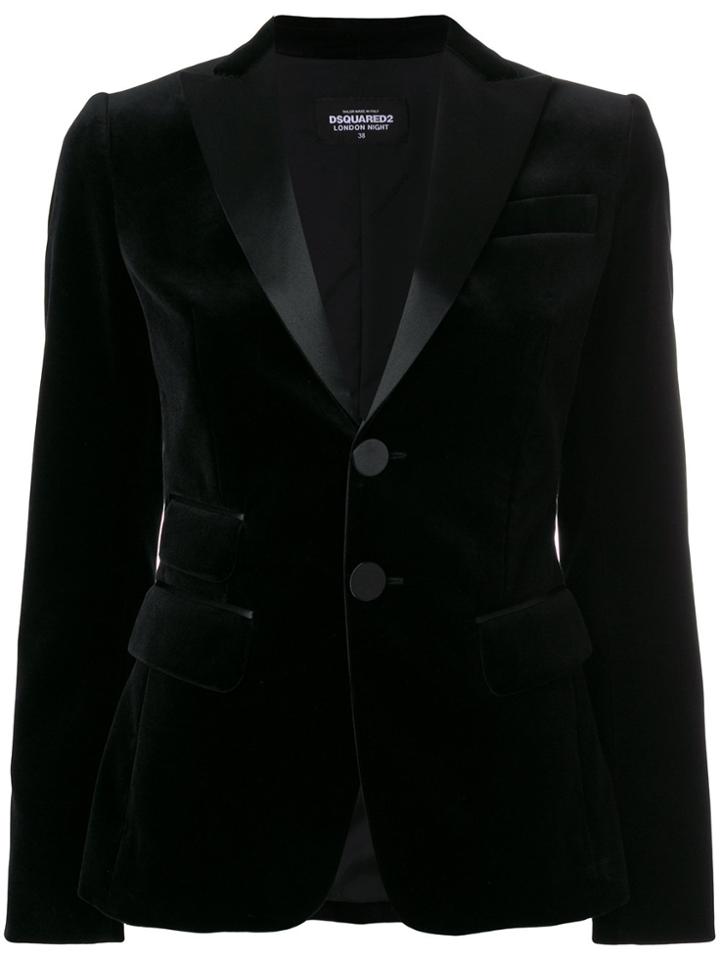 Dsquared2 Velvet Peaked Lapel Blazer - Black