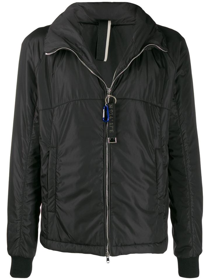 Low Brand Padded High Neck Bomber Jacket - Black