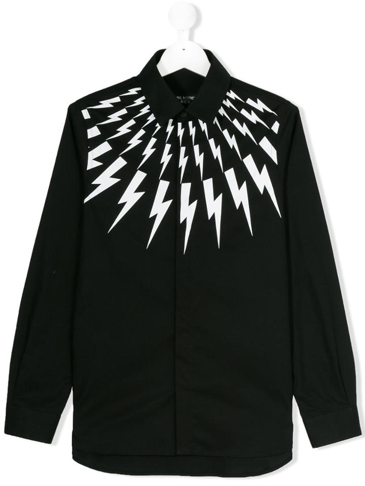 Neil Barrett Kids Teen Lightning Bolt Shirt - Black