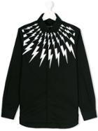 Neil Barrett Kids Teen Lightning Bolt Shirt - Black