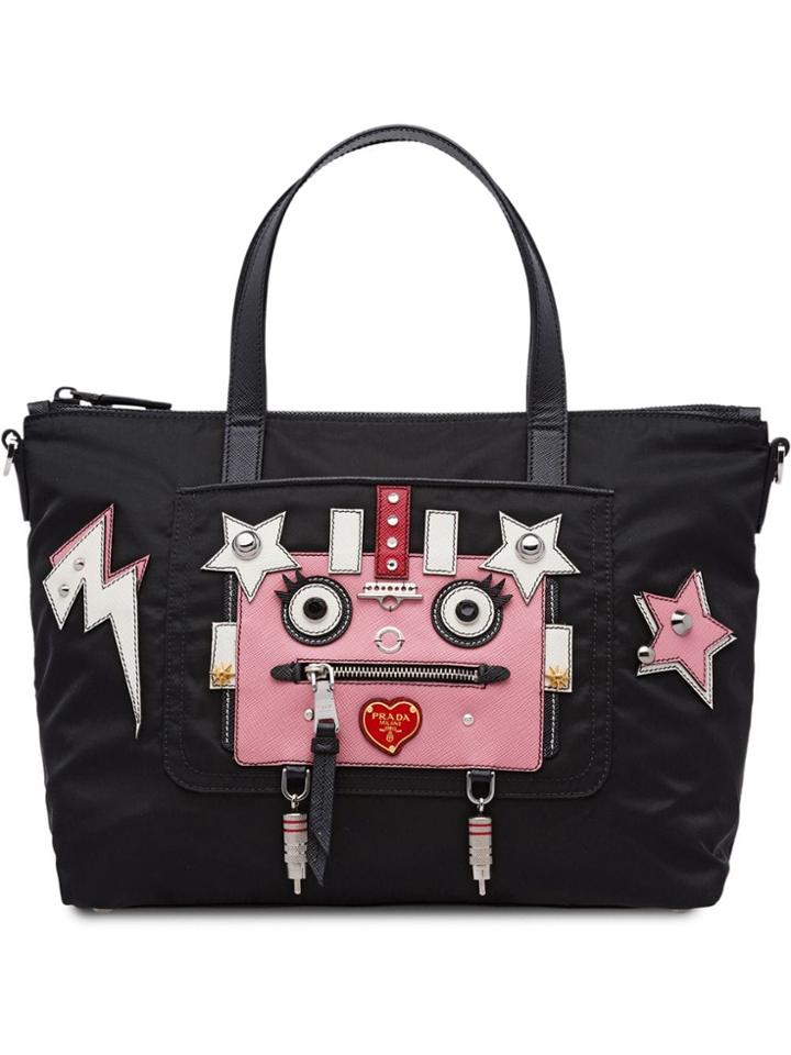 Prada Saffiano Leather And Nylon Tote - Black