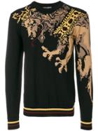 Dolce & Gabbana Lion Embroidered Sweater - Black