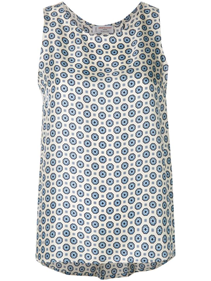 Alberto Biani Printed Sleeveless Blouse - White