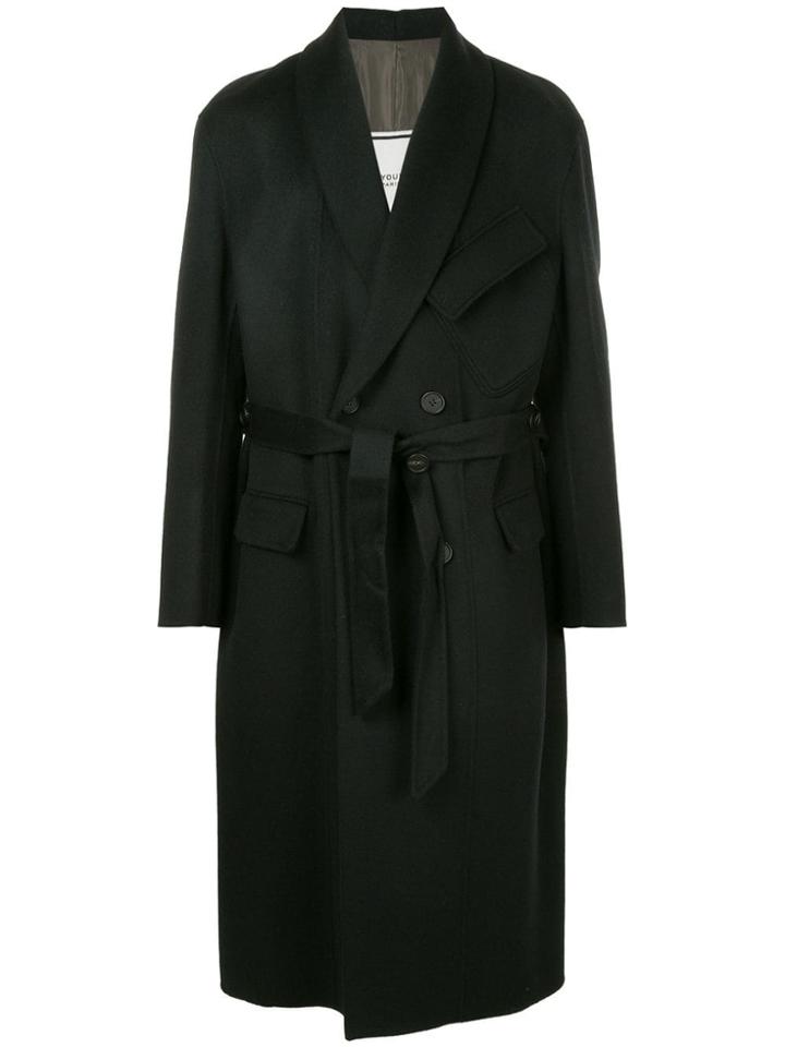 Wooyoungmi Belted Long Coat - Black