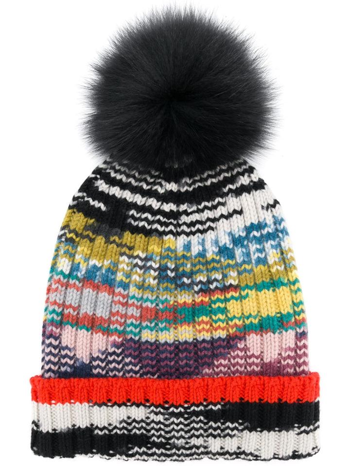 Missoni Fur Pom Pom Hat - Black