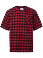 Sacai Plaid T-shirt, Men's, Size: 3, Red, Cotton