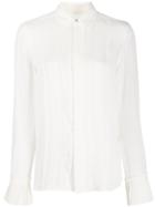 Polo Ralph Lauren Ruffled Sleeve Silk Blouse - White