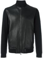 Salvatore Santoro Zipped Jacket, Men's, Size: 54, Black, Leather/cotton