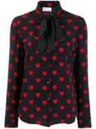 Red Valentino Heart-print Silk Shirt - Black