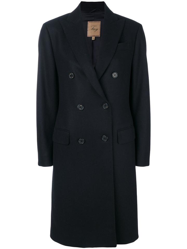 Fay Tailored Button-up Coat - Blue